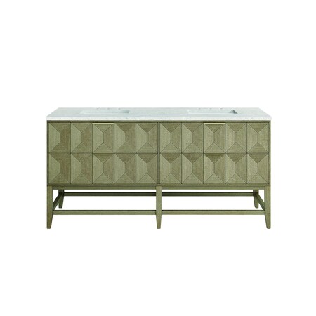 James Martin Vanities Emmeline 72in Double Vanity, Pebble Oak w/ 3 CM Eternal Jasmine Pearl Top D100-V72-PBO-3EJP